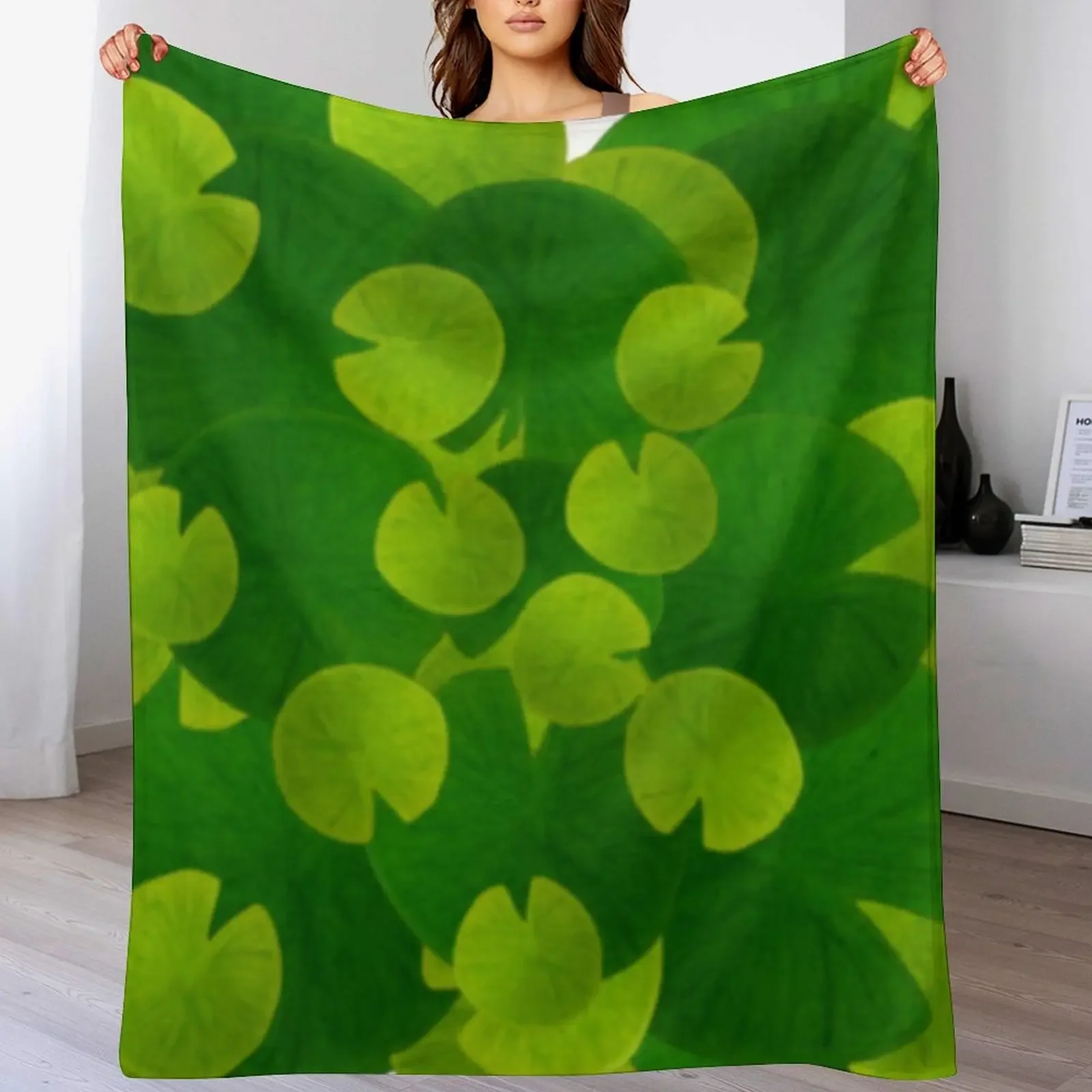 

lily pads design Throw Blanket Summer Bed linens Hairy Thins Blankets