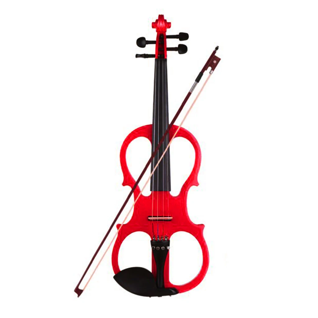 Full Size 4/4 Silent Electric Violin Solid Wood Maple With Bow Hard Case Tuner Audio Cable Strings