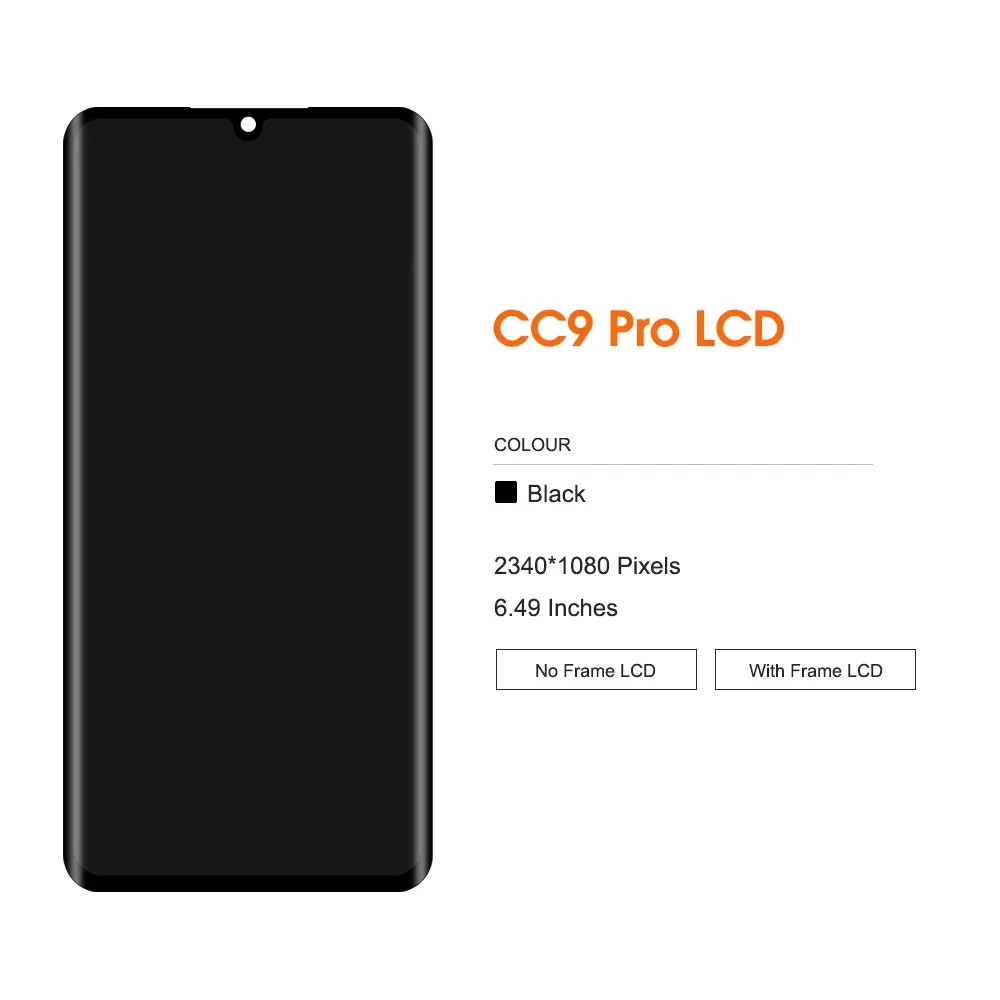 100% Tested  AMOLED For Xiaomi Mi CC9 Pro CC9Pro LCD Display Touch Screen Digitizer Part For Mi Note10 Pro Note10Pro Screen