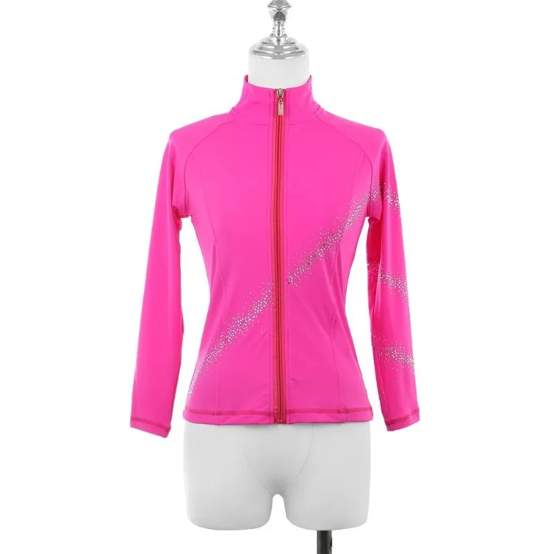 customized figure skating training clothes girls skating suit four season tops jackets women adults' diamond wrapped jackets