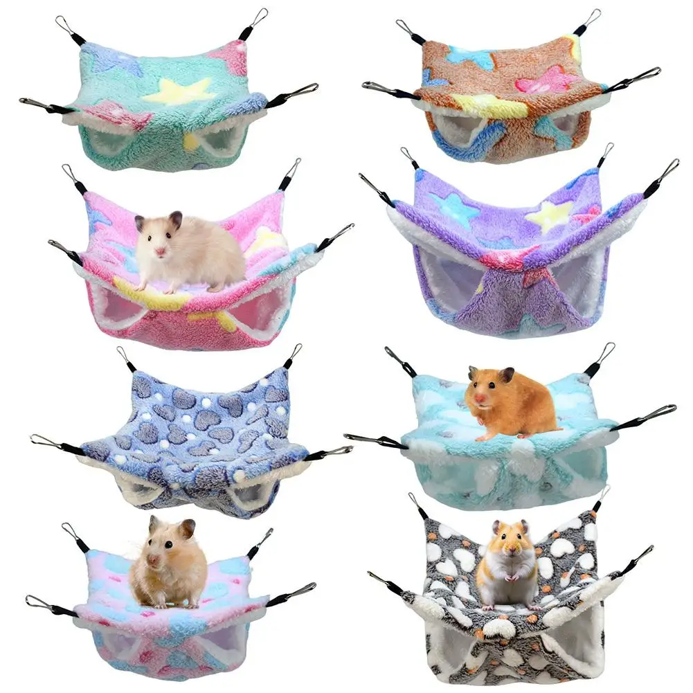 Doppellagige Kleintier-Hängematte, Weiches Flanell-Hängebett für Hamster, Meerschweinchen, Zuckerschweinchen, Haustierbedarf – Detail 14