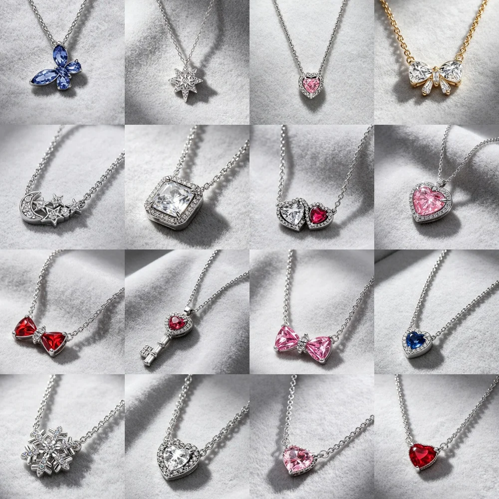 Nuevo Collar Colorido con Corazón en Plata de Ley 925, en Forma de Corazón, con Detalles en Rojo, Rosa, Azul y Blanco, Regalo para Enamorados, Joyería para las Fiestas 2026