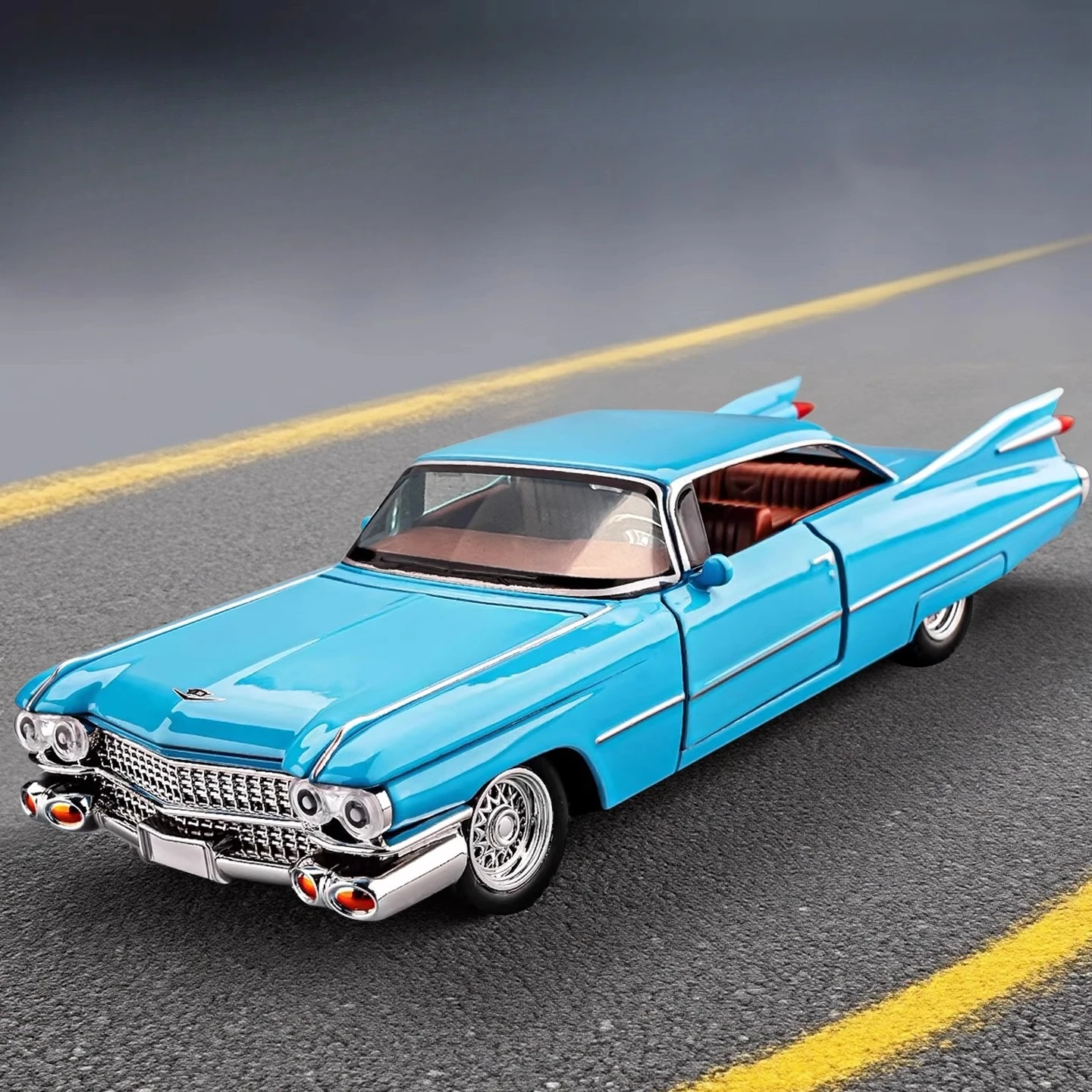 1:32 1959年ビッグロケットカーおもちゃモデル 合金ダイキャスト車両おもちゃ サウンドライト ドア開閉 プルバック式 子供向けギフト