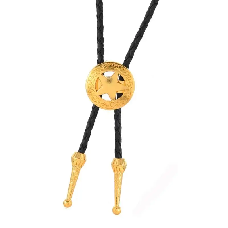 

39BB Lightweight PU Leather And Alloy Bolo Tie Necklace Cord For Everyday