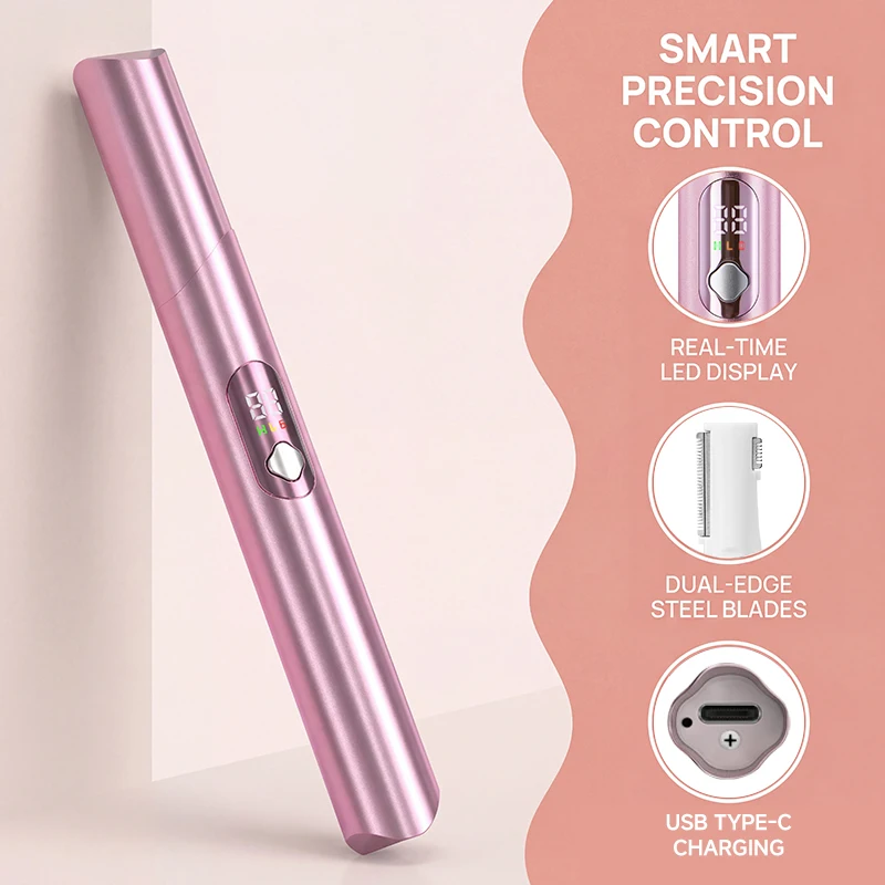 

Безболезненный электрический триммер для бровей, перезаряжаемый, водонепроницаемый (IPX7), портативный, электрическая бритва для женщин, для бровей, лица, зоны бикини.