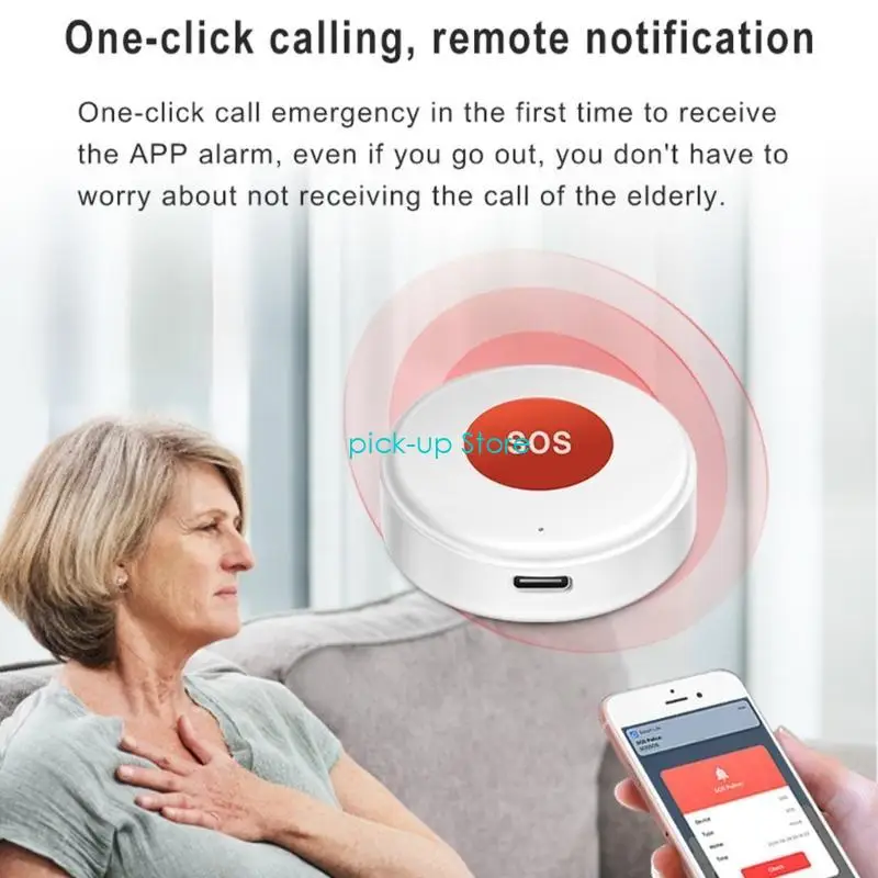 زر اتصال النداء لمقدمي الرعاية في حالات الطوارئ SOS مع اتصال WiFi لاسلكي يدعم المراقبة عن بعد عبر التطبيق 400 مللي أمبير في الساعة