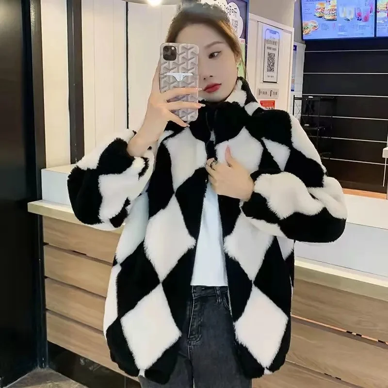 2023 New Korean Version Outer Wear Winter Loose All-Match Plus Cotton Thick Lamb Wool Tide Jacket Sheep Shearing Jacket Women\'s