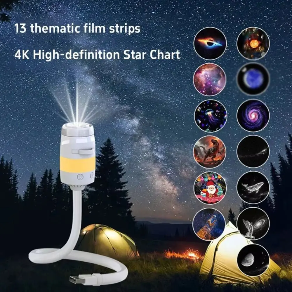 Adjustable Focus Star Projector USB Powered Star Patterns Night Light 360 Degree Rotation Space Design Projection Lamp