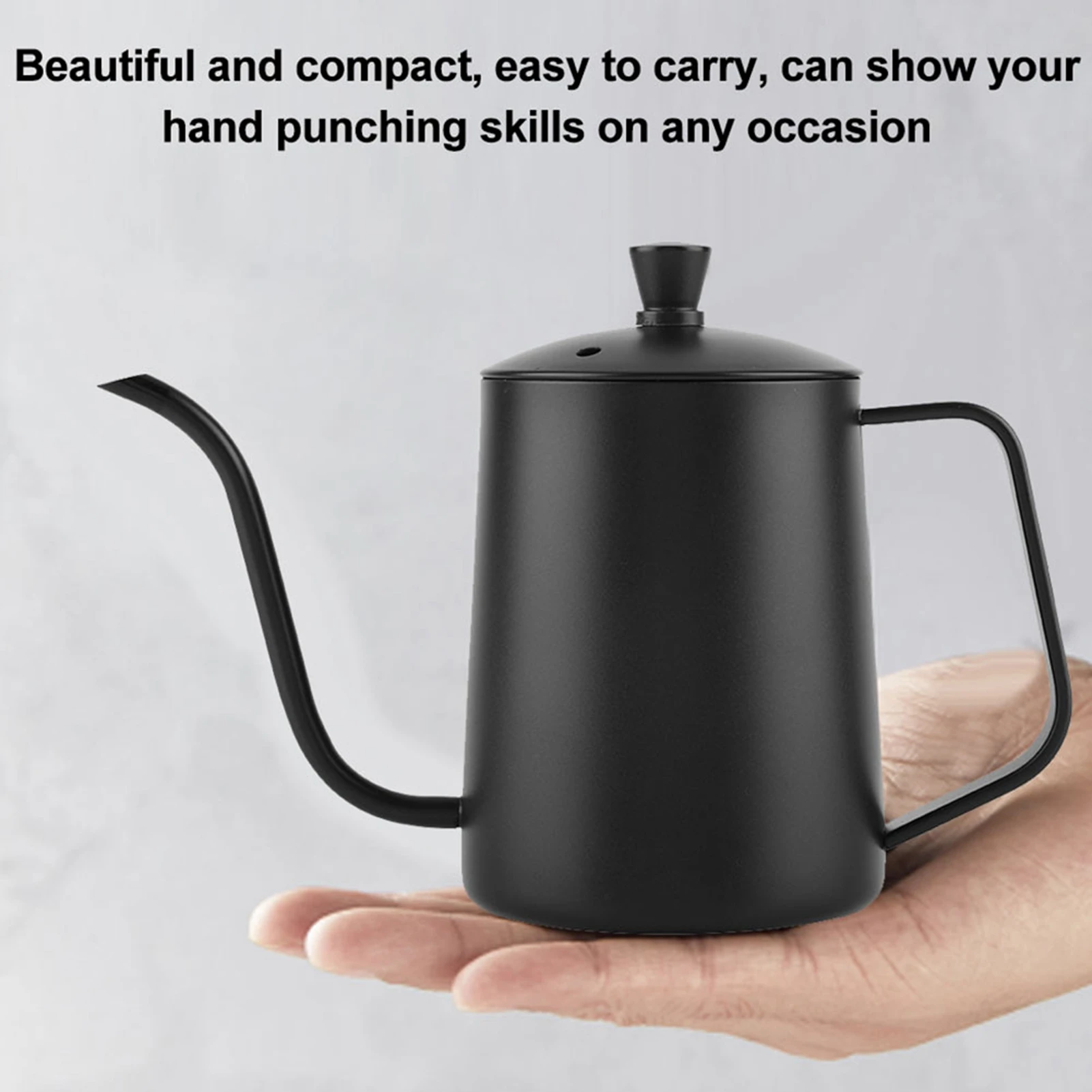 Stainless Steel Coffee Kettle, Gooseneck Coffee Pot, Stainless Steel Coffee Pot Kettle with Lid - 550ml Gooseneck for Home Cafe