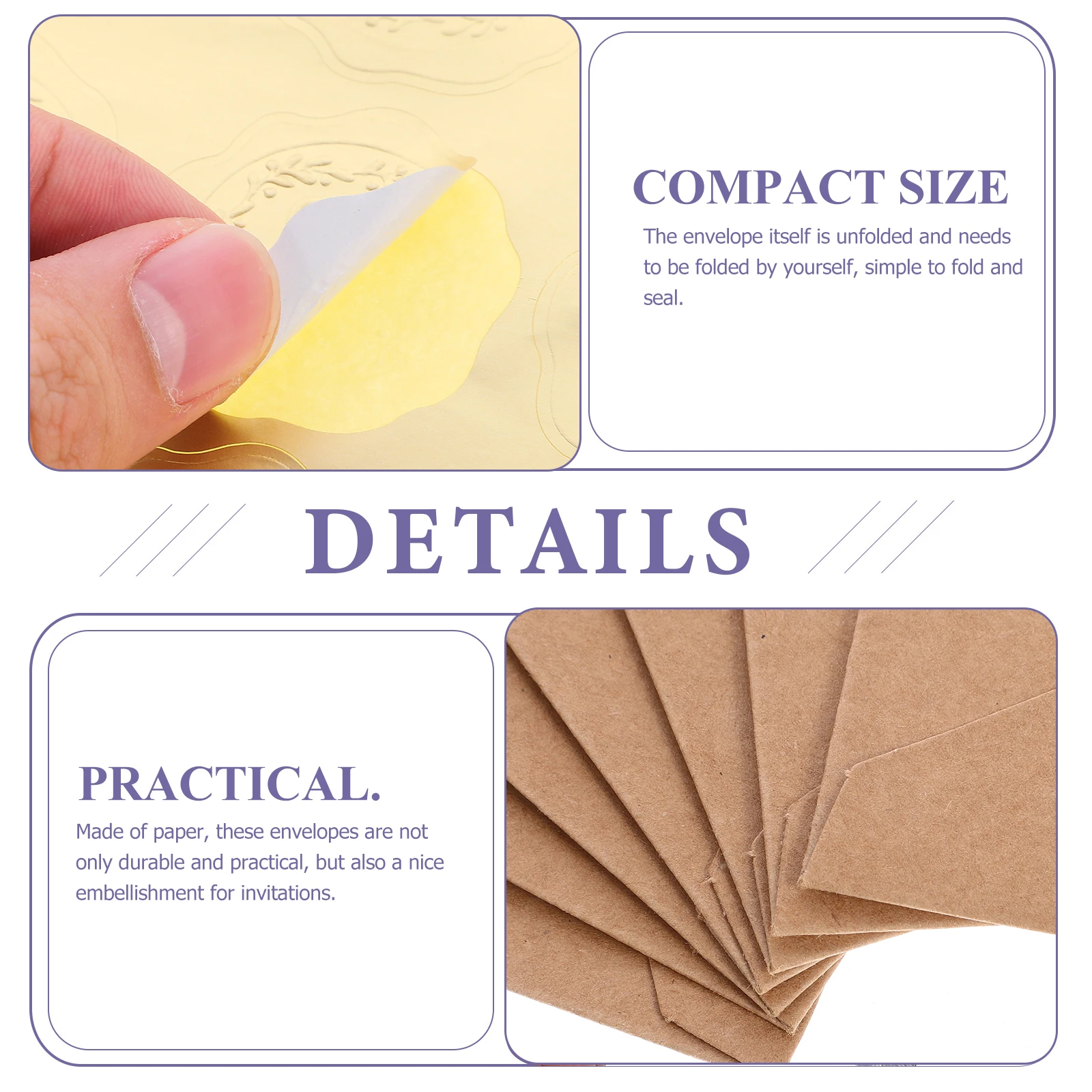 

1 set 25 Retro Envelopes Elegant Blank Invitations Cards Strong Party Supplies Self Adhesive Lovely Decorative Sheets