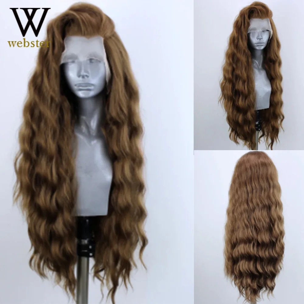 Webster Blonde Synthetic Lace Front Wig Long Natural Wave Wigs For Women Side Part High Temperature Lace Wig Cosplay Wig