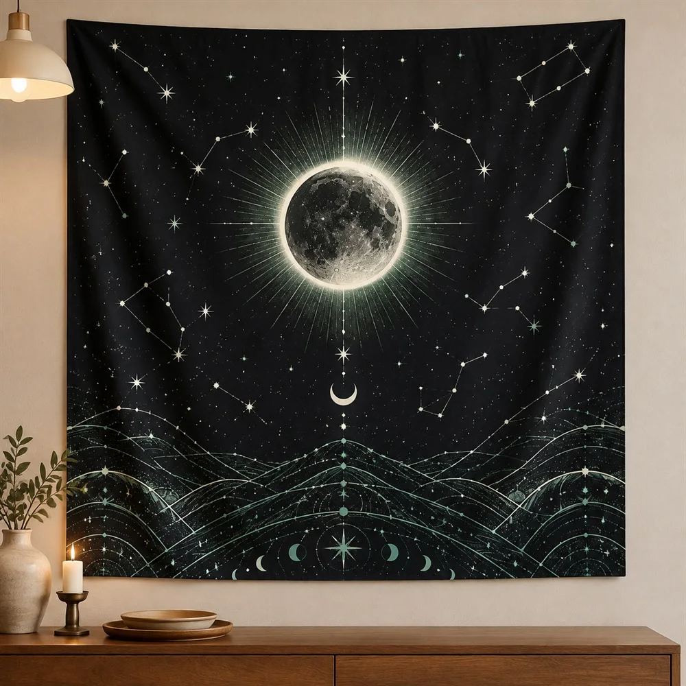 VIKAMA Constellation Line Art Tapestry Wall Hanging, Modern Aesthetic Room Decor Wall Art Tapestries for Bedroom Living Room