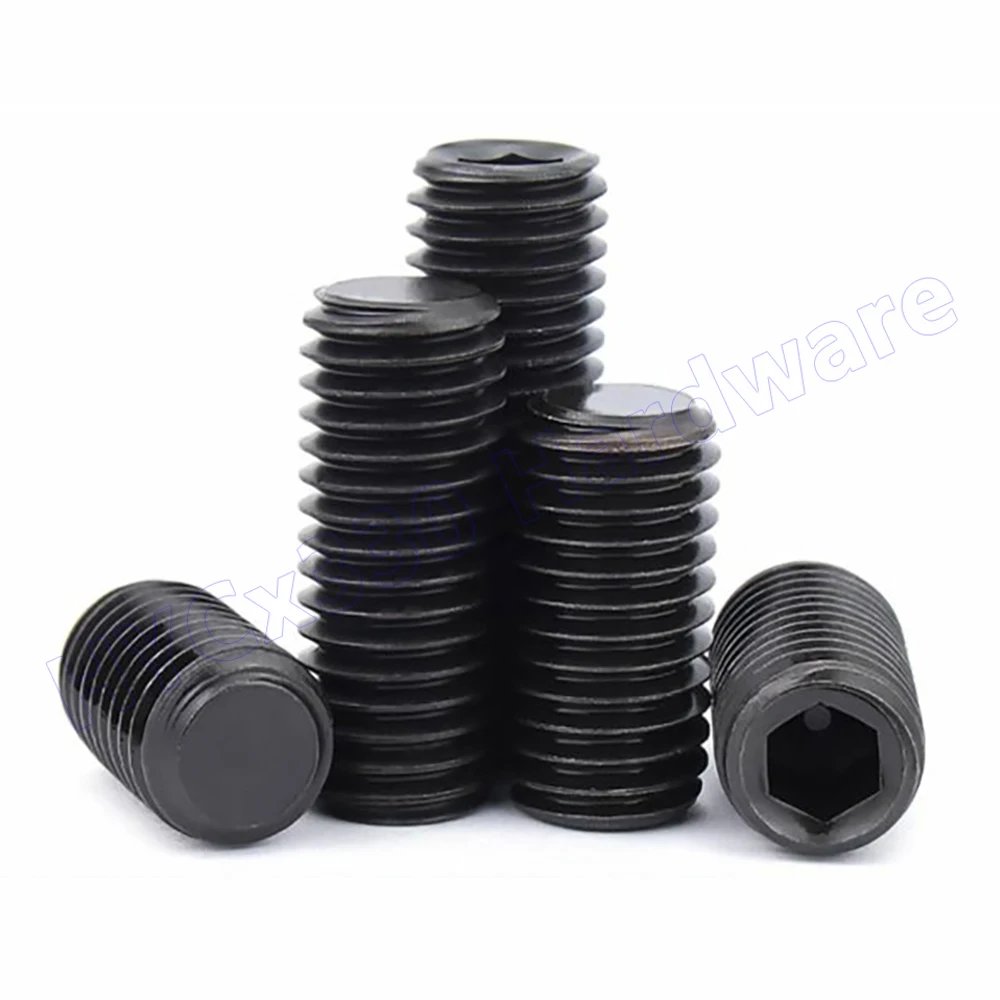Fotografia 3: Parafusos de Fixação Sem Cabeça M1.6 a M16 com Ponta Plana, Grau 12.9, Aço Liga, Parafusos Sextavados Internos (Grub Screws)