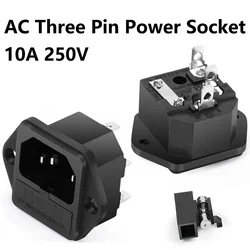 5PCS 10A250V LZ-14-F1-3P 3 Pins Panel Mounted Plug Connector lEC320 C14 AC Electrical Inlet Module Power Socket With 5x20mm Fuse