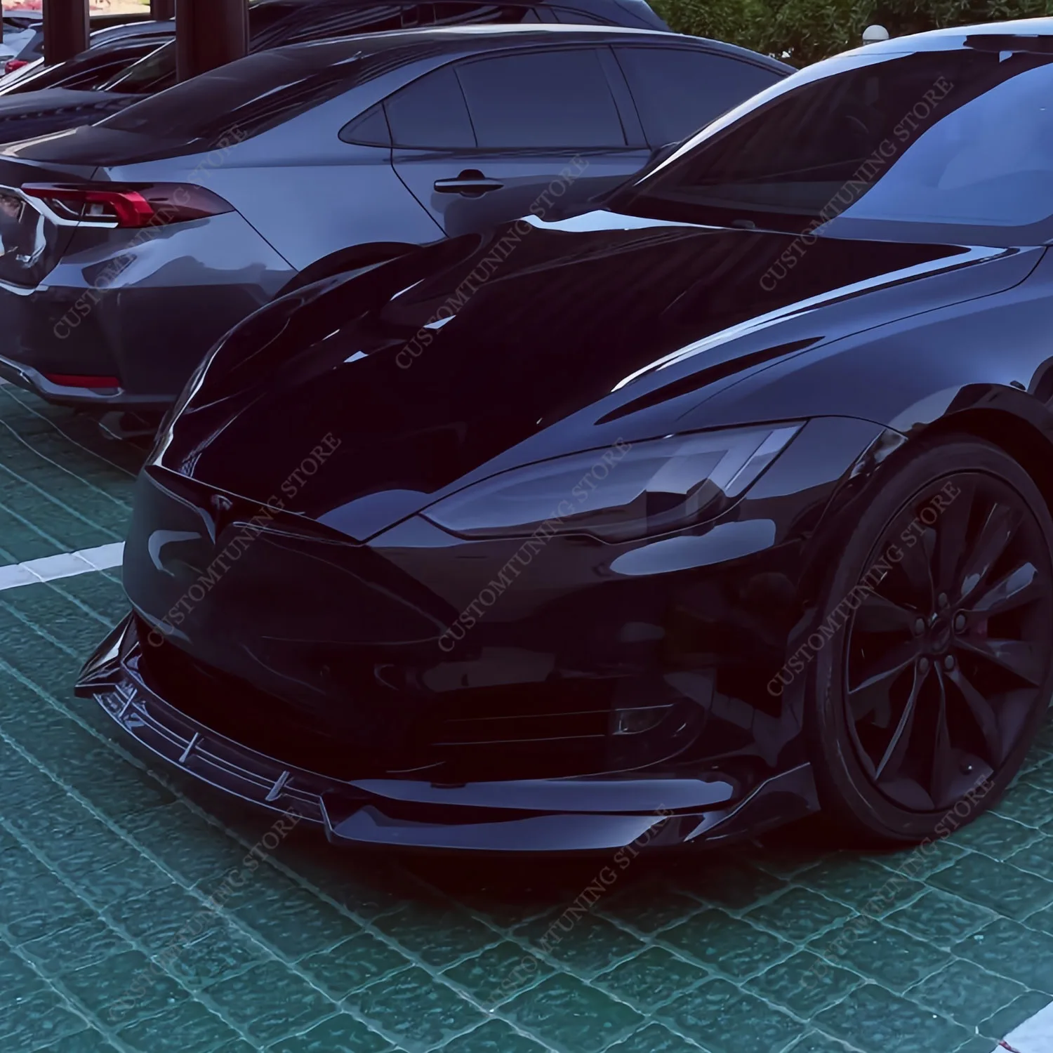 

Gloss Black ABS Car Front Bumper Lip Spoiler Splitter Diffuser Canards Retroft For Tesla Model S 2012-2020 Bodykits Tuning