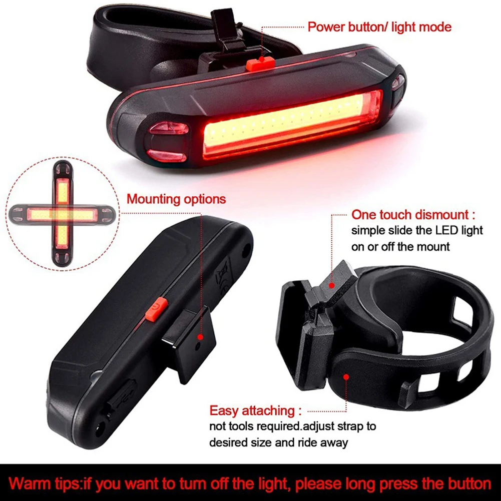 Bicycle Tail Lights Rear Light USB Rechargeable LED Lamp Safety Warning Taillight Cycling Waterproof Lights For Bike Seatpost