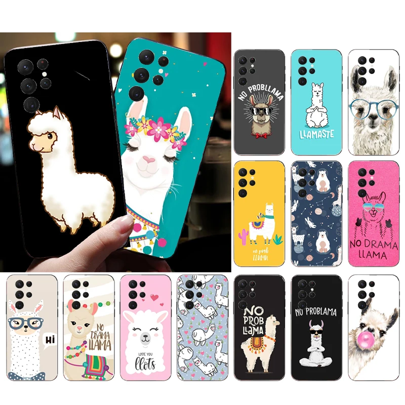 Cute Cartoon Alpaca Llama Phone Case for Samsung S24 S23 S22 S21 S20 Ultra S20 S22 S21 S10E S20 FE S24 Plus