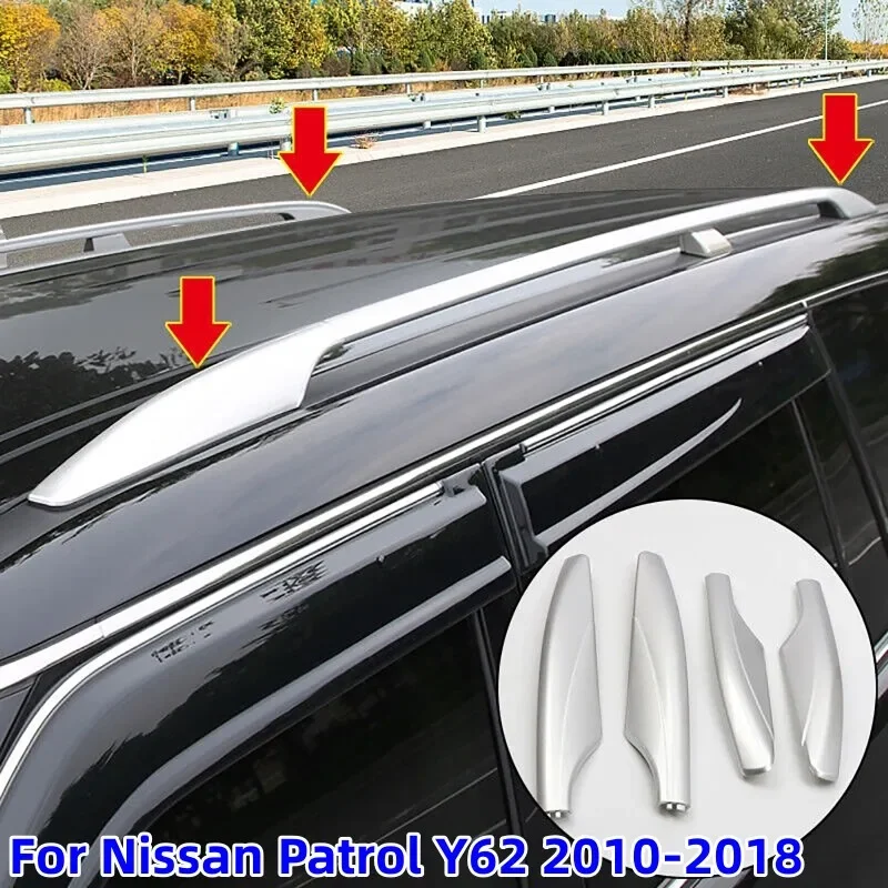 4 Pcs/set Car Exterior Roof Rack End Cover Shell Cap Replacement For Nissan Patrol Y62 2010-2018