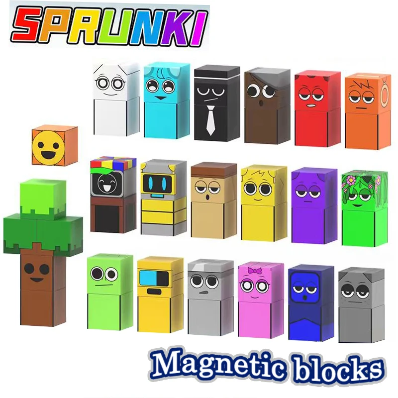 Magnetic Building Block Sprunki Mine World Magnet Cube Set for Boy Girl Kid Age 3+ DIY Model Children STEM Sensory MusicToy Gift