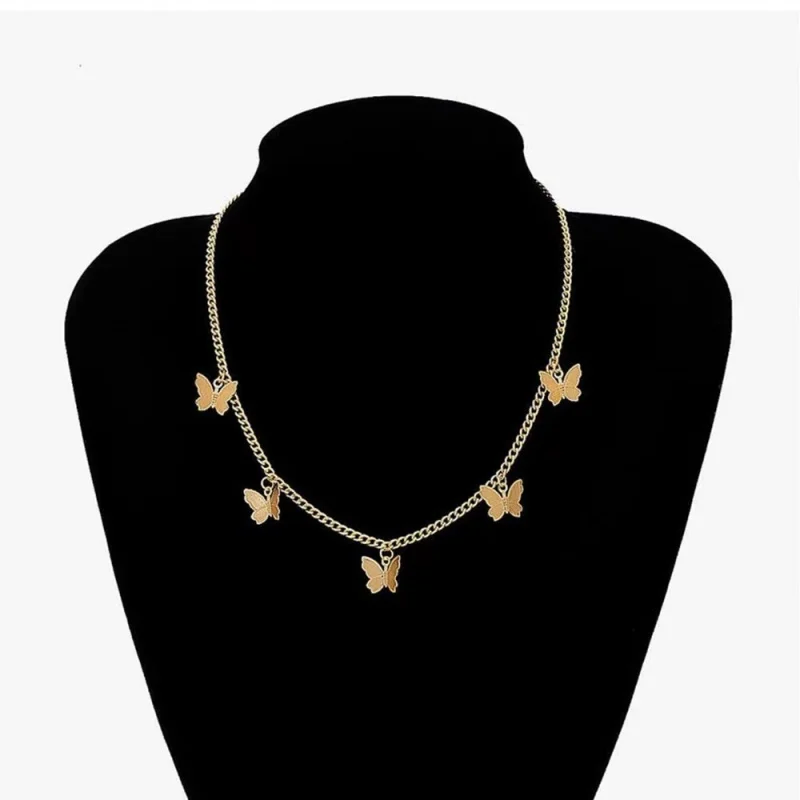 Versão coreana do novo colar popular moda estilo fresco amor romântico corrente colar lantejoulas estrela borboleta colar