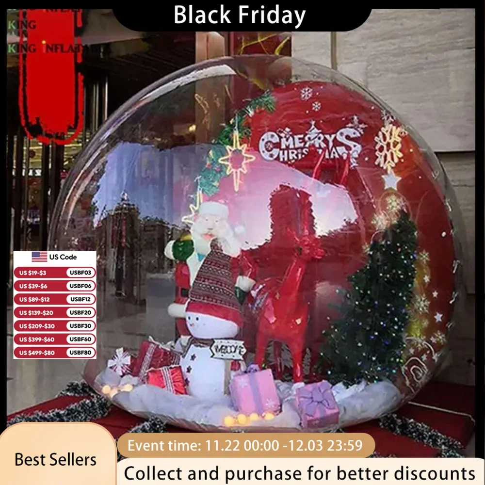 Christmas Inflatable Snow Globe 10ft Giant Transparent Bubble Tent Outdoor with Blower IBubble Igloo Tent Christmas Inflatable