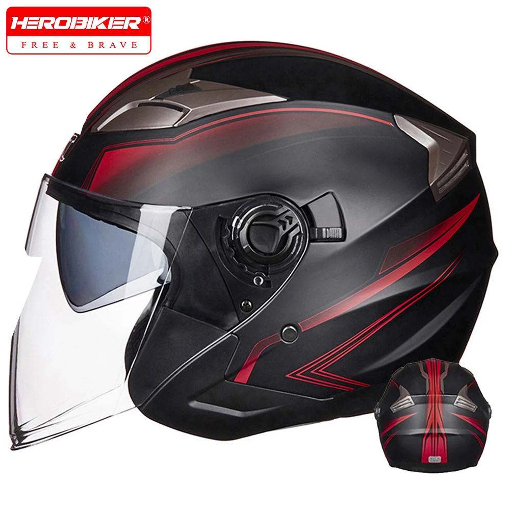 

Мотоциклетный шлем-полумаска с двойным визором, стильный, для мотокросса, всесезонный, для мужчин и женщин, уличный модный шлем для мотоцикла