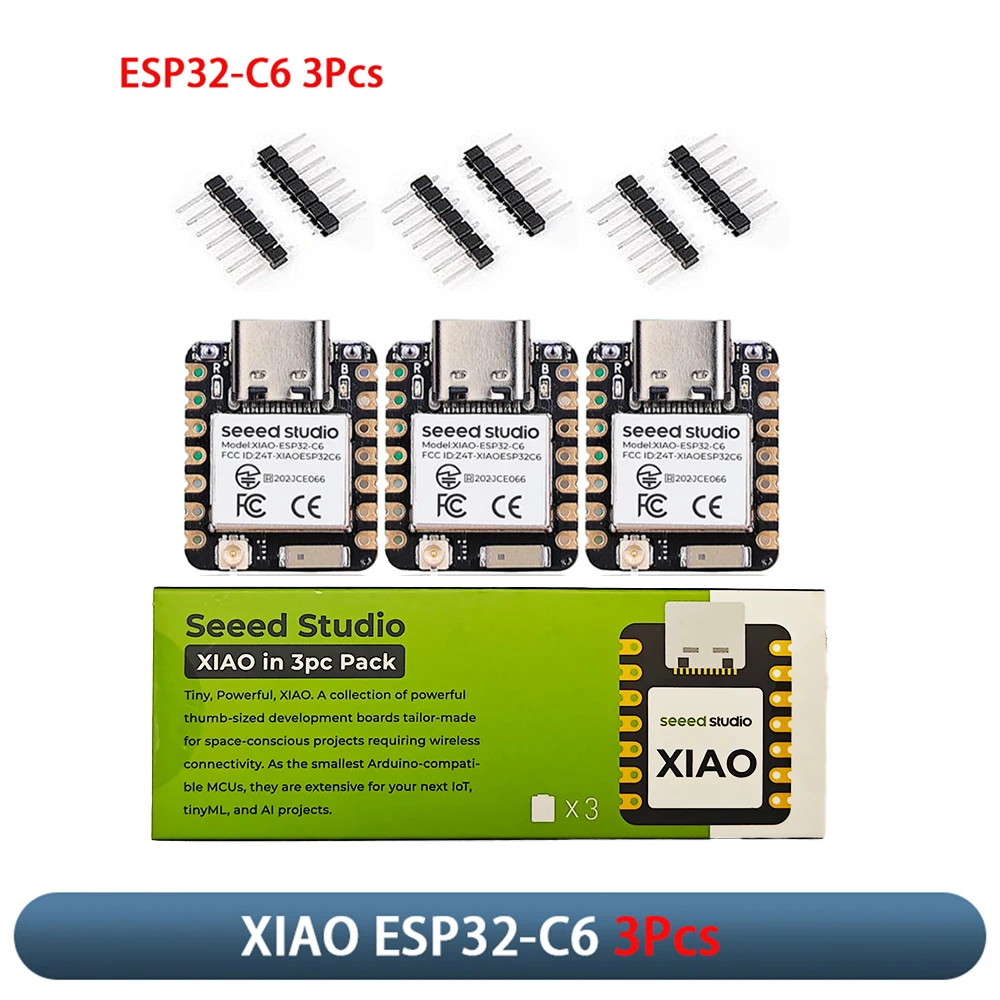 

XIAO ESP32-C6 3Pcs Development Board Module 2.4GHz WiFi6 BLE 5.0 for Arduino IoT system Smart Home Applications