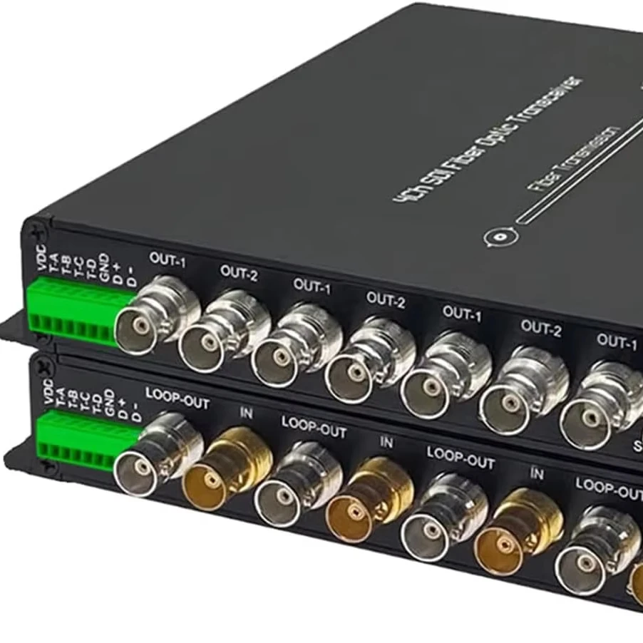

2026 4CH HD SDI Fiber Converter 1080P 30Hz SDI Optical Transceiver with Loop Output Tally RS485 SDI Over Single Mode 20km