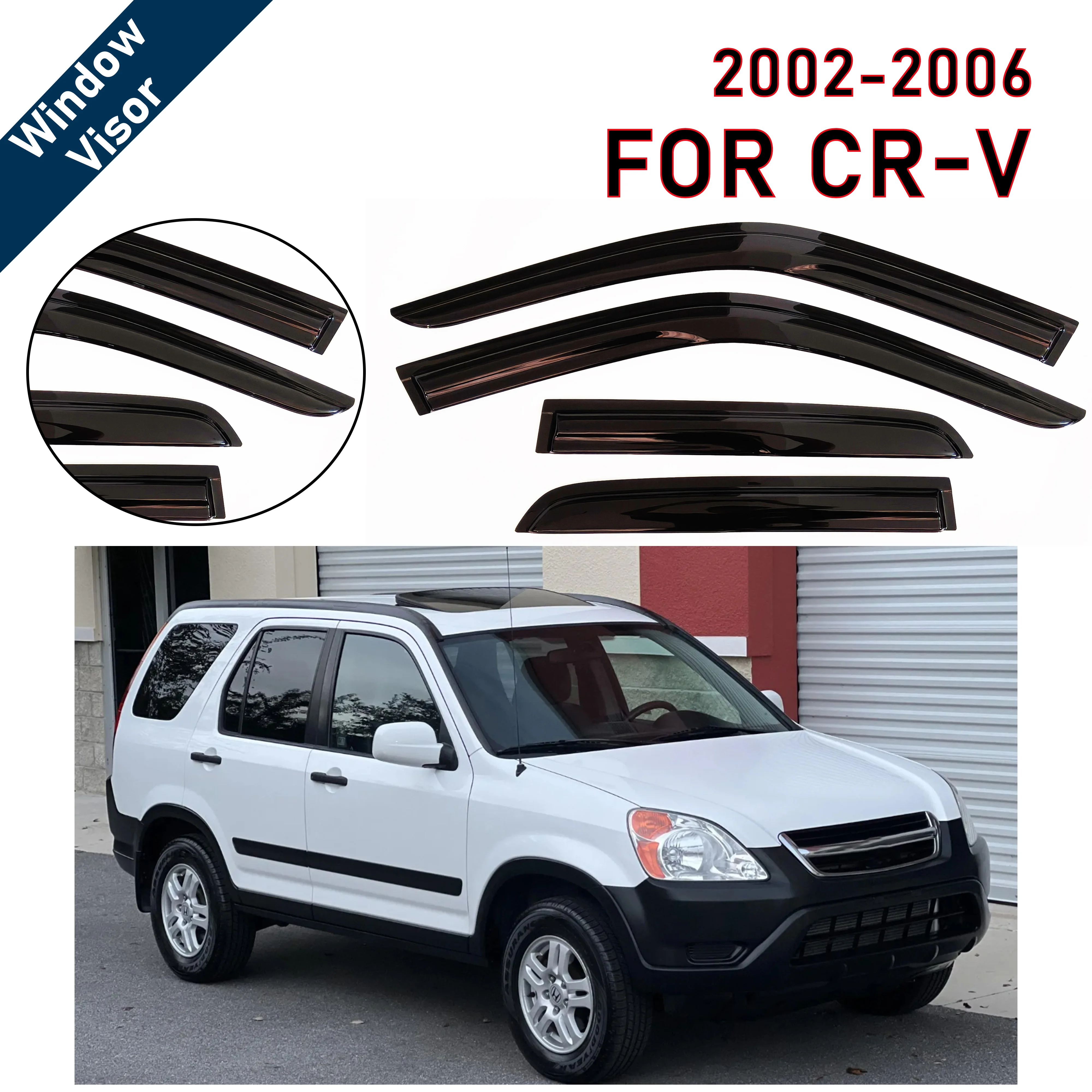 

4 шт. новейшей модели солнцезащитного козырька на окно автомобиля для Honda CR-V 2002-2006, оконный козырек от дождя, оконные козырьки, дождевики