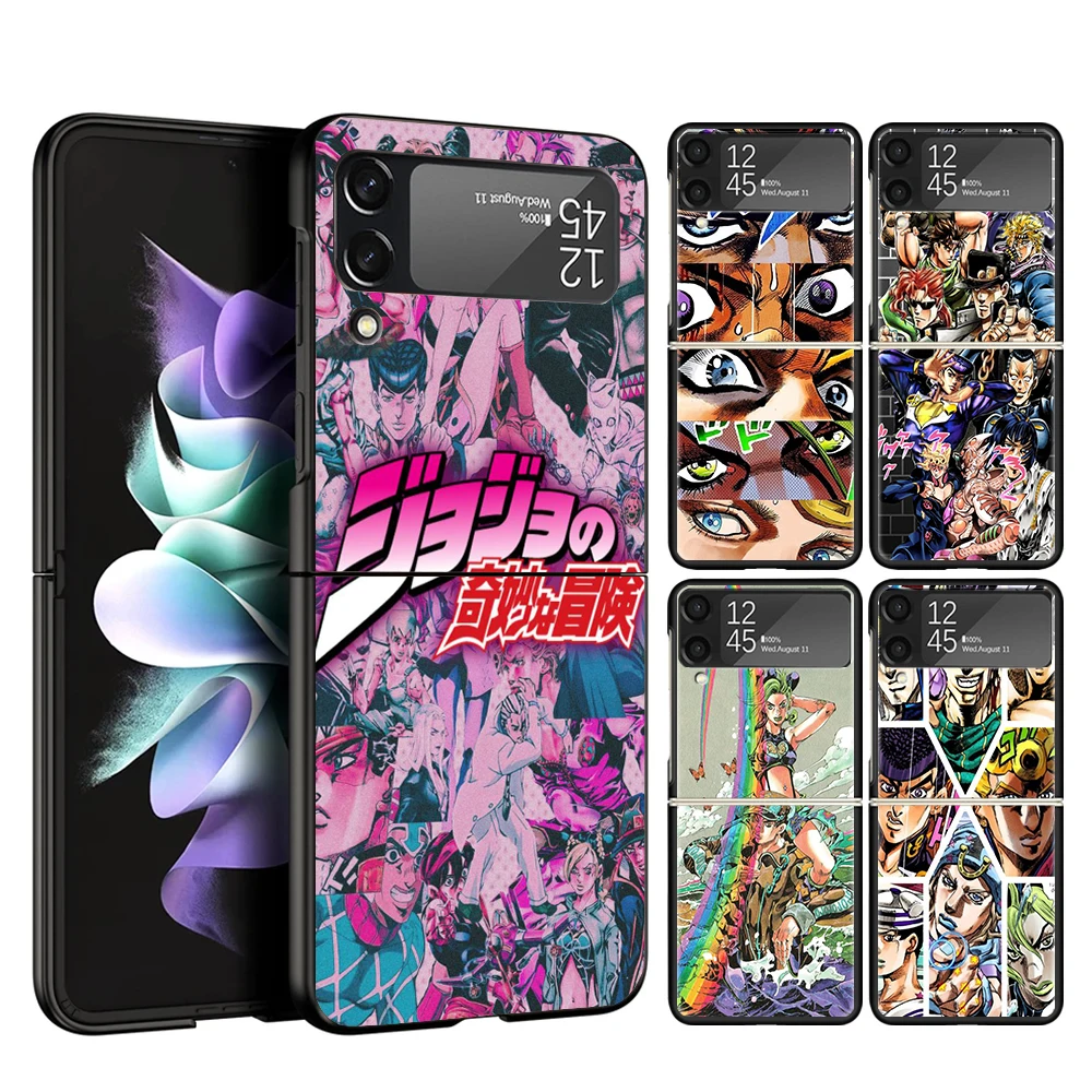 Funda de teléfono de Anime JoJo Bizarre Adventure para Samsung Galaxy Z Flip 7 6 5 4 3 5G ZFlip7 ZFlip6 ZFlip5 ZFlip4 ZFlip3 negro Fu
