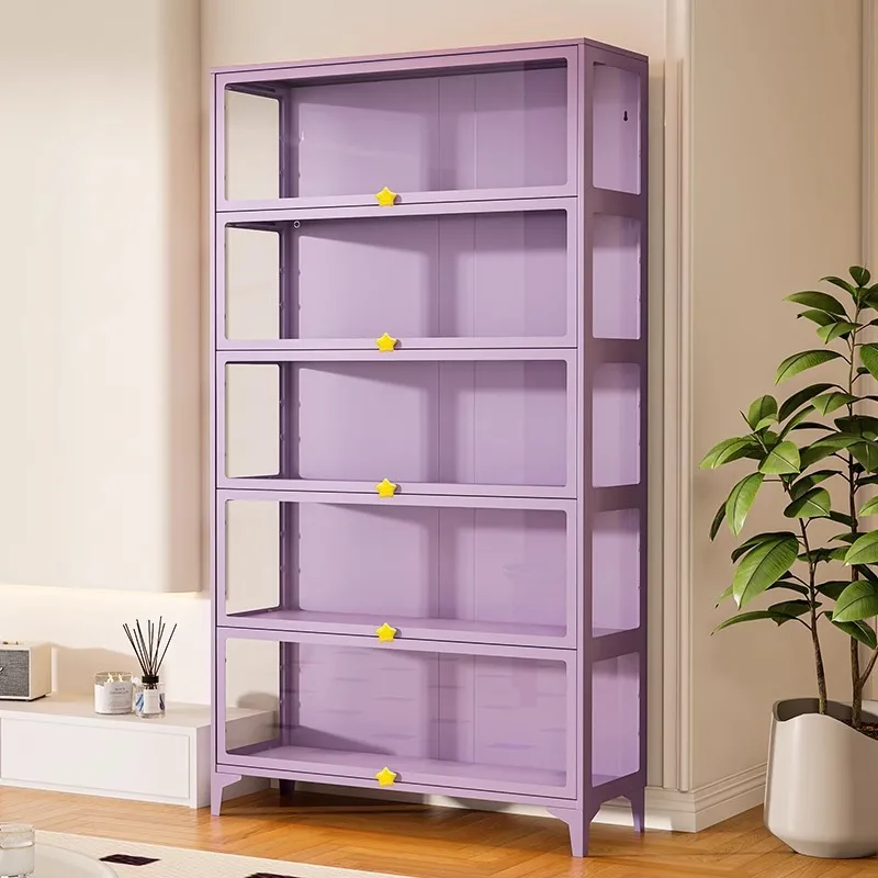 Figure Display Cabinet Pain Household Display Blind Box Millet Storage Cabinet Dust Locker Steel Glass Bookcase
