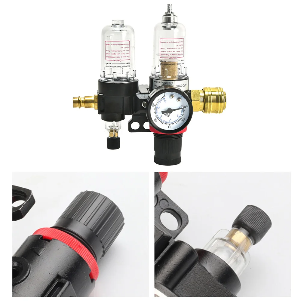 Air Compressor Oil Water Separator AFC2000 with Regulator and G1/4in Meter for Precise Air Treatment and Pressure Monitoring