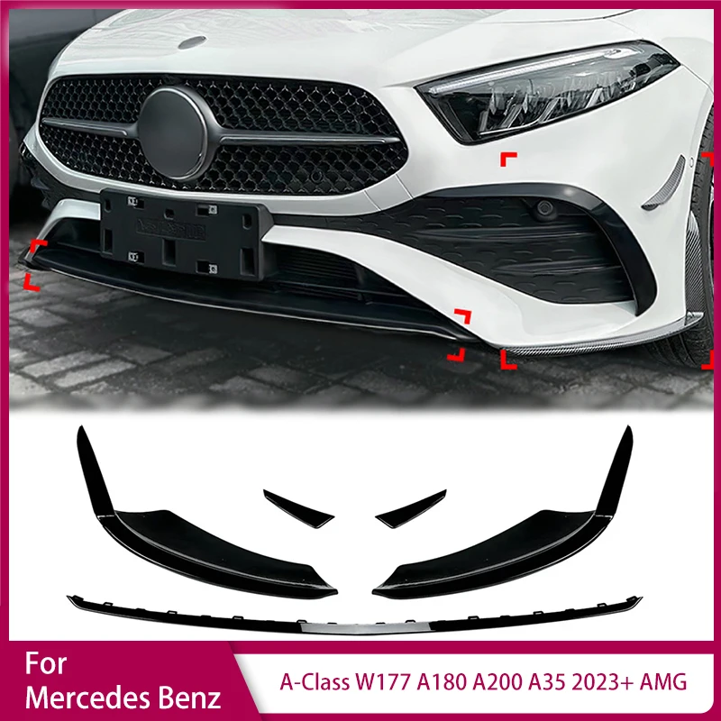 Front Lip Front Wind Blade Corner Modificatio for Mercedes Benz A-Class W177 A180 A200 A35 2023+ AMG Front Bumper Decoration