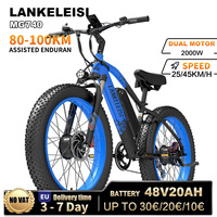 LANKELEISI MG740PLUS Electric Bike Dual Motor 2000W 48V 20AH Electric Bicycle 26 Inch Fat City Ebike Mountain Ebike Color: Blue