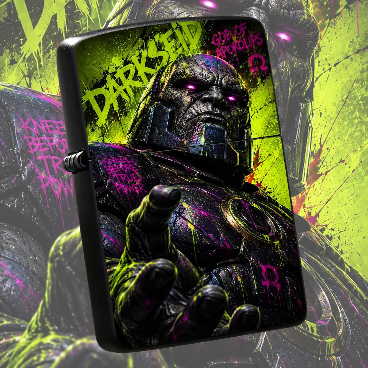 Comic Darkseid Themed Lighter God Of Apokolips Pattern Stylish Graffiti Art Desktop Decor Eye-Catching Unique Souvenir Gift For Hero Fans Daily Multi-Scenario Use Ideal Present Forpersonal Everyday Carry A Humorous And Interesting Lighter