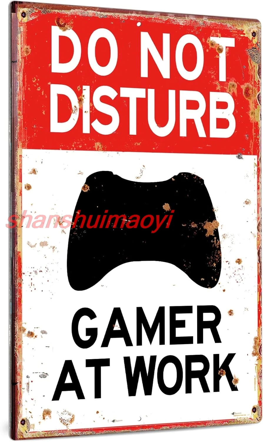 Putuo Decor Game Room Decor Do Not Disturb Gamer at Work Metal Tin Sign Gift For Gamer 12 x 8 Inch sign