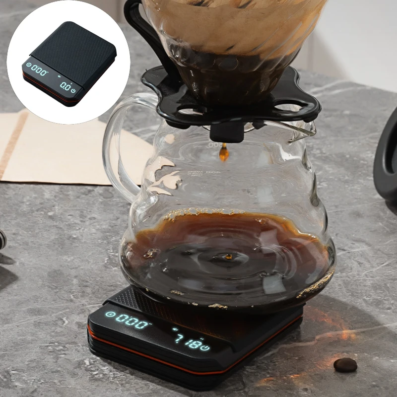 

Mini Coffee Electronic Scale 0.1g Espresso Weighing LED Display Tray Portable Multifunctional Small Gram Scale Home Kitchen Cafe