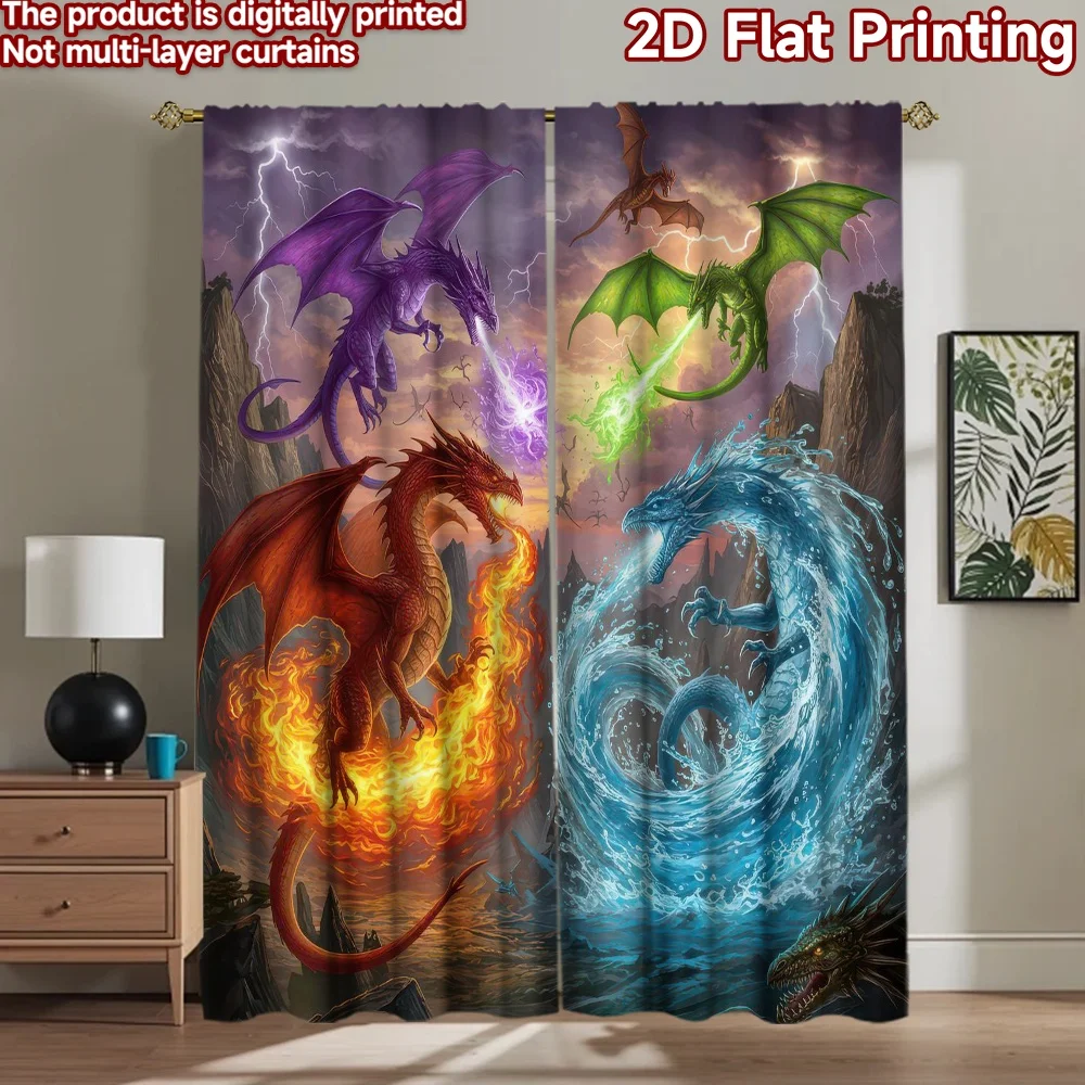 

1pc 2D flat Photography Backdrop Popular Scene Backdrop Elemental Dragon Battle 100% Polyester Anniversary for Suitable for New