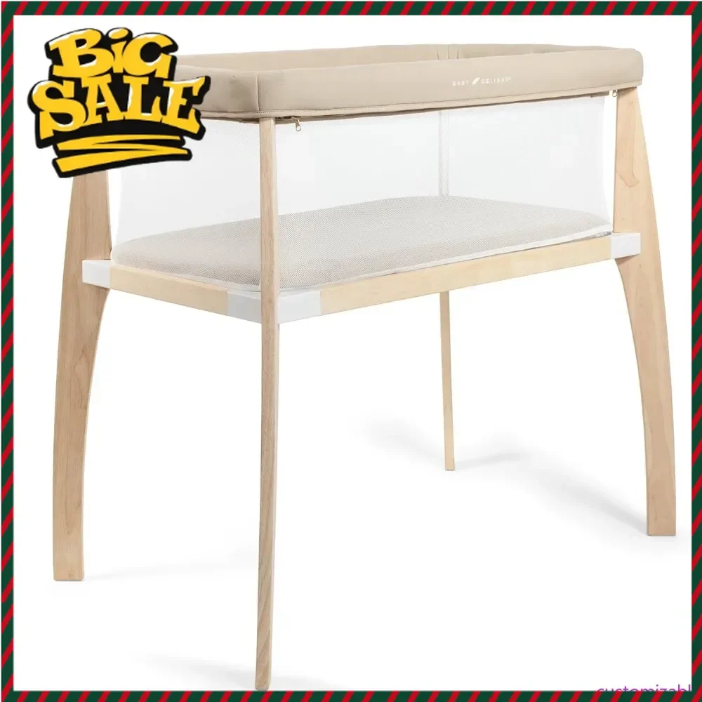 Hot salesHeirloom Willow Wooden Bassinet | Bedside Sleeper & Baby Bassinet | 100% GOTS Certified Organic Cotton Fabric | Organic