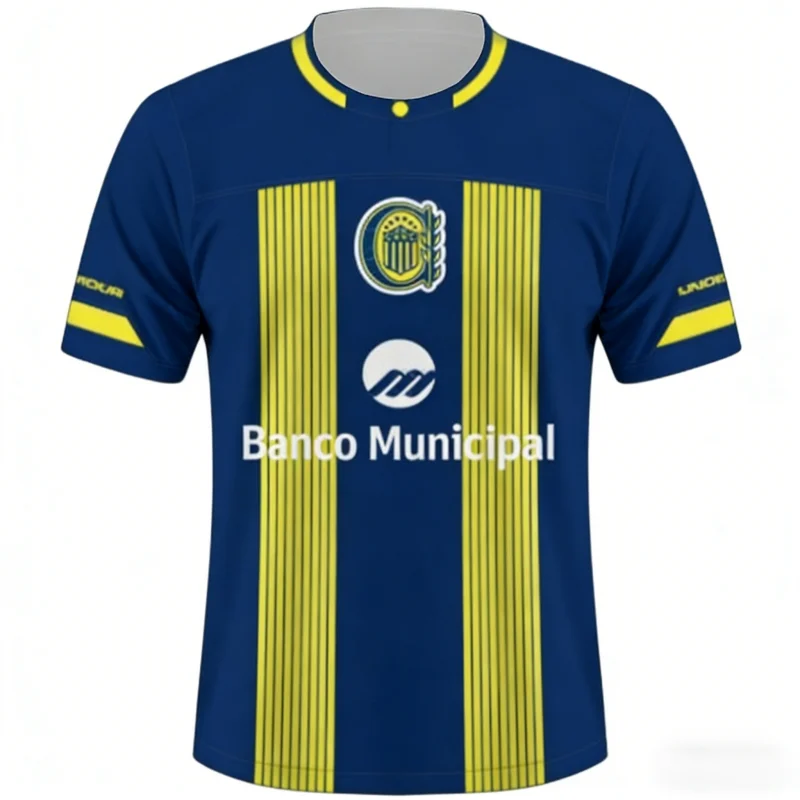 

Футболка для футбола (джерси) сборной Аргентины, Rosario Central, спортивная футболка, летняя, быстросохнущая, мягкая, легкая, пляжная одежда, костюм для серфинга, гидрокостюм