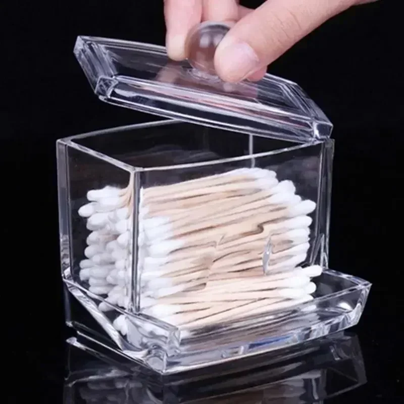 

Household Small Convenience Clear Acrylic Q-tip Cotton Swab Box Case Makeup Storage Pad Organizer Swabs Concise Tools Supplies