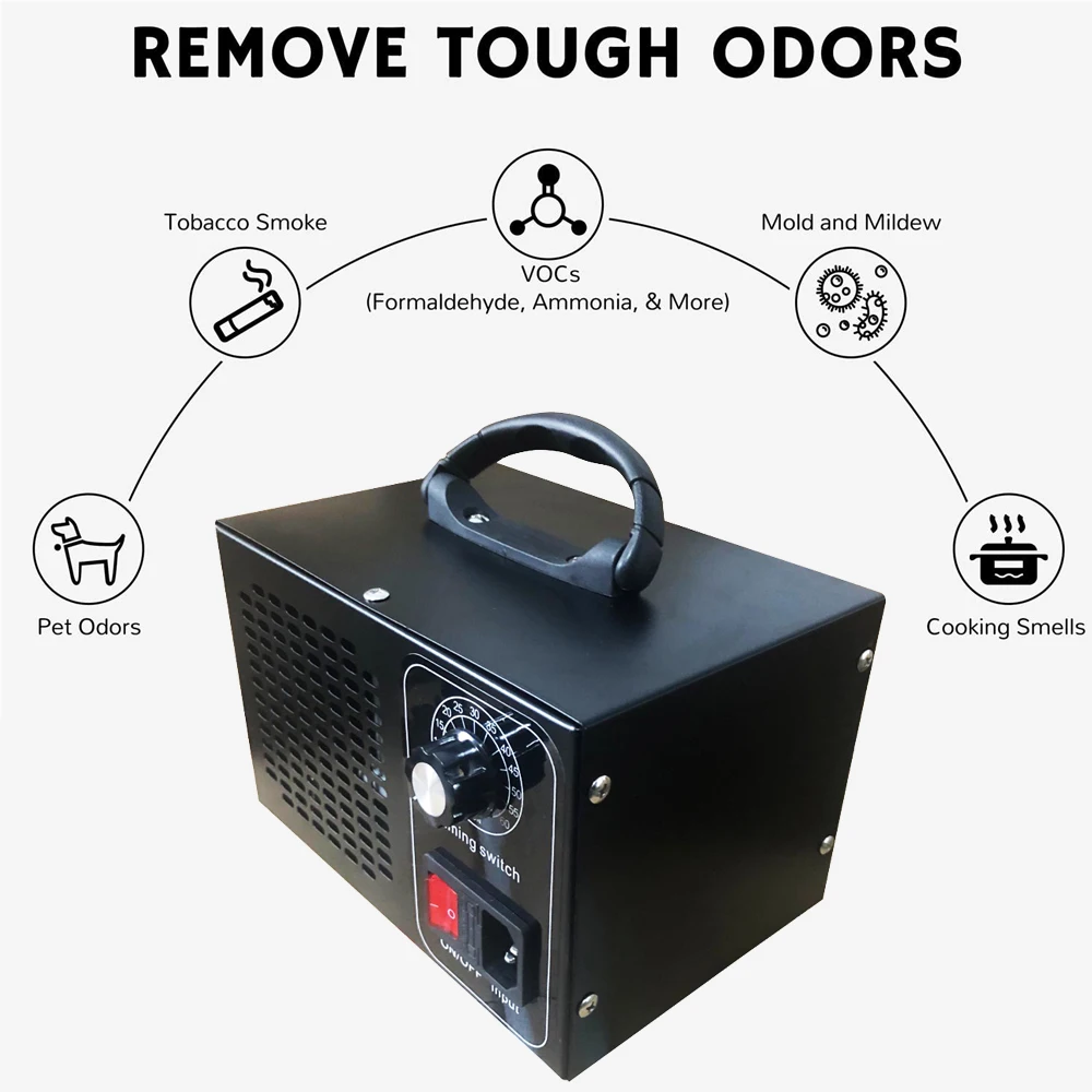 مولد الأوزون 60,000 ملغ مزيل الروائح الكريهة لتنقية الهواء الصناعية O3