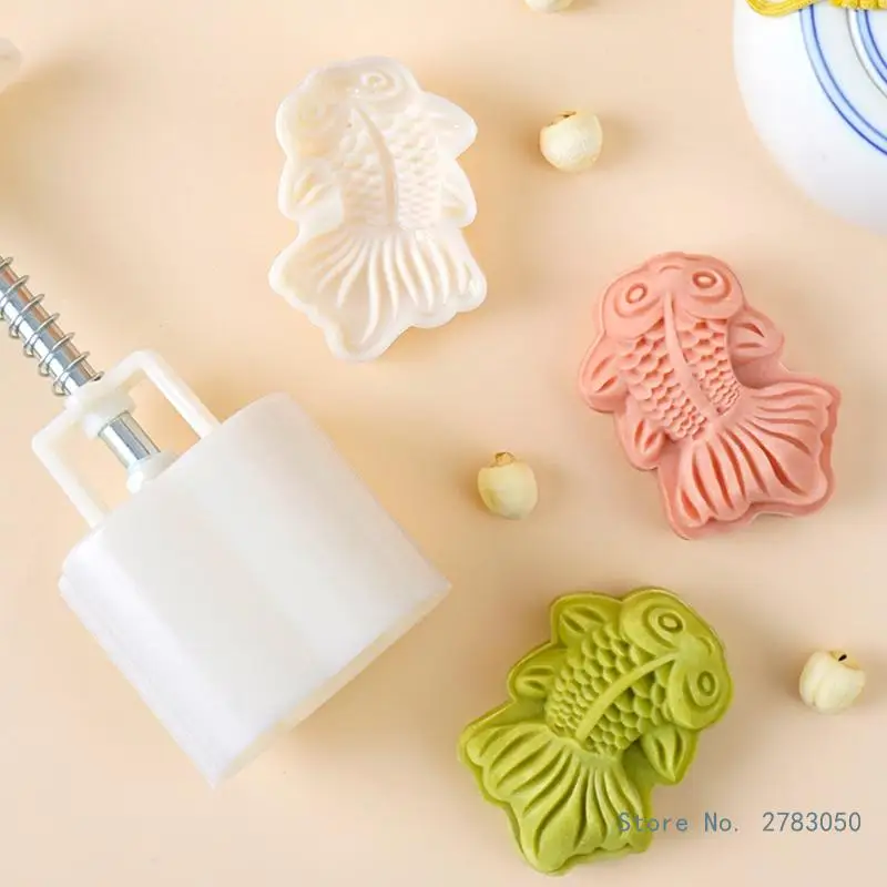 65g Goldfish Shaped Plastic Mooncake Stamps Mooncake Molds DIY Baking Accessories Kitchen Gadget for Mid-Autumn Festival