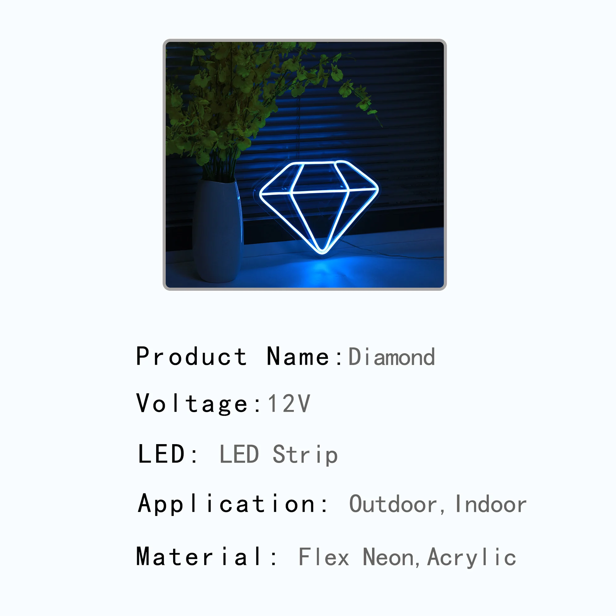 Diamond Shape Design Custom Neon Sign Light Room Wall Decorations Home LED Night Light Birthday Party Gifts