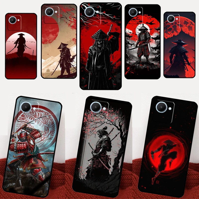 Japan Ninja Samurai Red Sun For Realme C55 C53 C35 C33 C31 C30 C21Y C11 C15 GT Neo 5 3 2 3T 2T 8 9 10 11 Pro Plus Case