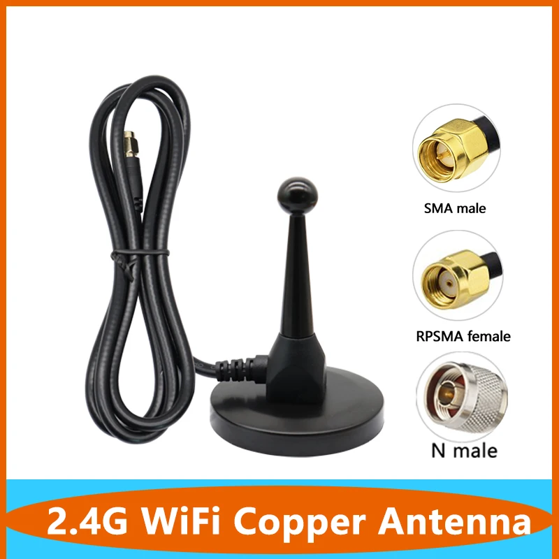 Pure Copper 2.4G WIFI Bluetooth Zigbee High Gain 12dbi Wireless 2400~2500Mhz Aerial For Router With  SMA N Male