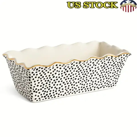 9 Inch Nonstick Ceramic Loaf Pan Dot Pattern Bakeware Oven Safe Perfect Bread Cooking Dish Easy Clean Ideal Meatloaf Cakes