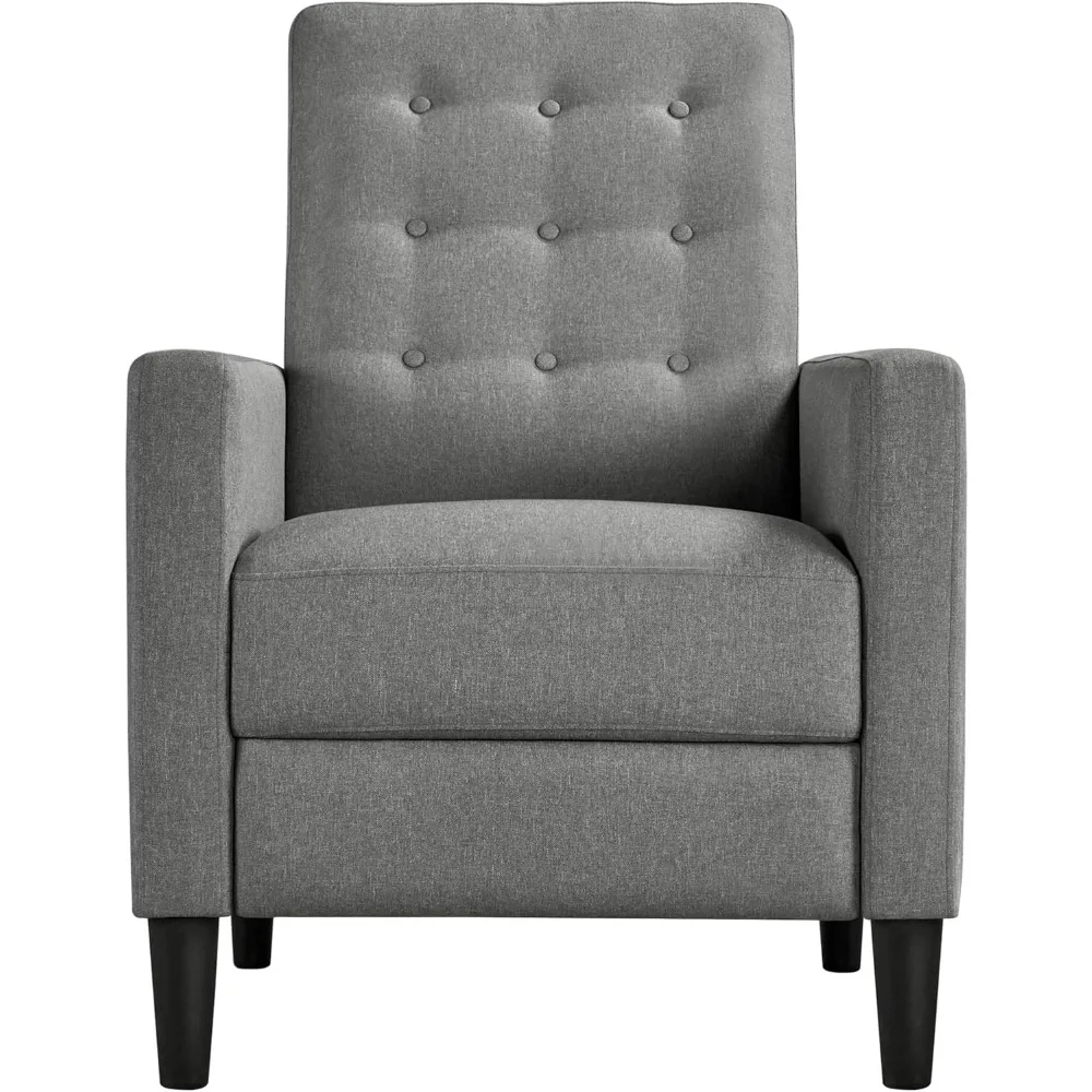 

Mid-Century Modern Recliner with Padded Seat Cushion Tufted Upholstered Loveseat with Pocketed Springs, Gray