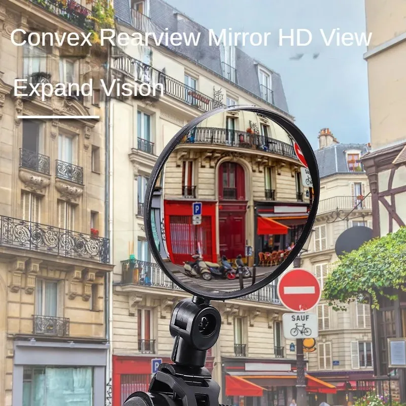 Adjustable Rotate Bicycle Auxiliary Rearview Mirror Handlebar Mount Wide-Angle Convex Mirror Cycling Rear View Mirrors