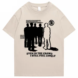 Men Hip Hop Streetwear Lonely Shadow Graphic T-Shirt 2023 Harajuku Tshirt Summer Cotton T Shirt Short Sleeve Black White